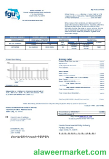USA Florida FGUA business utility bill template in Word and PDF formats